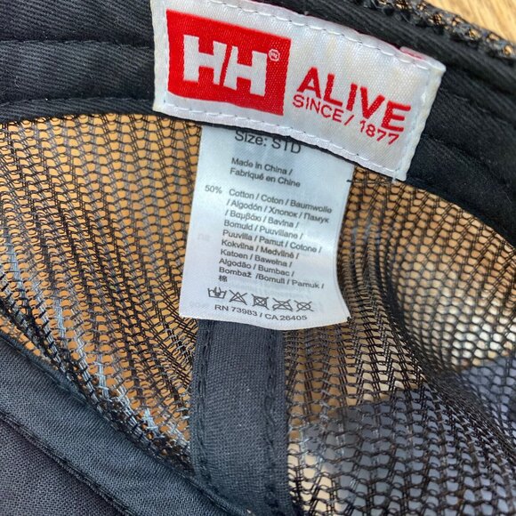 Helly Hansen Trucker Hat Cap One Size Mesh Back Patch Logo Black - Picture 6 of 6